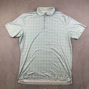 Johnnie-O Mens Shirt Large Malibu Blue Kilmer Polo Featherweight UPF50 Drinks